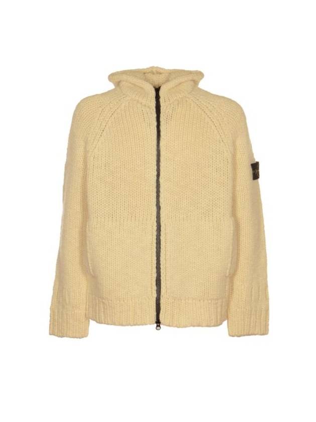 Compass Patch Zip Up Hooded Cardigan Beige - STONE ISLAND - BALAAN 1