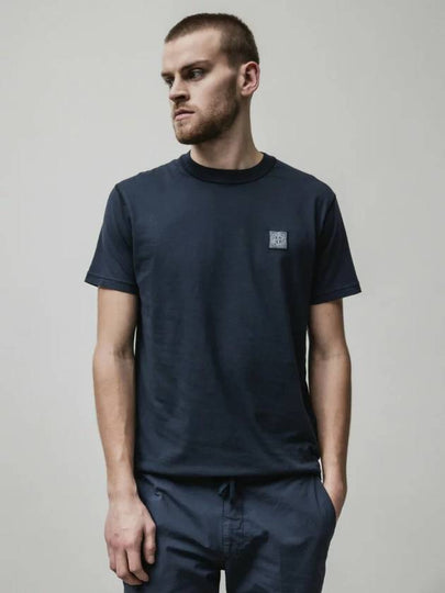 Organic Cotton Short Sleeve T-Shirt Navy - STONE ISLAND - BALAAN 2