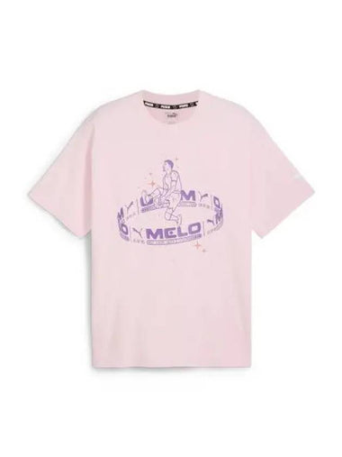 Melo Iridescent Basketball Short Sleeve T-Shirt Pink - PUMA - BALAAN 1