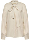 Two way pussybow blouse beige - CLAIR DE SAGE - BALAAN 1