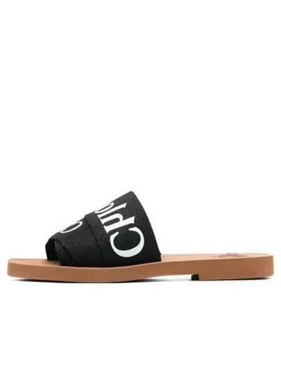 Woody Logo Flat Mule Slippers Black - CHLOE - BALAAN 2