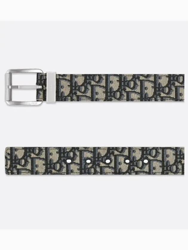 Logo Jacquard Leather Belt Black Beige - DIOR - BALAAN 4