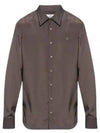 Men's Ghost Embroidered Logo Long Sleeve Shirt Grey - VIVIENNE WESTWOOD - BALAAN 2