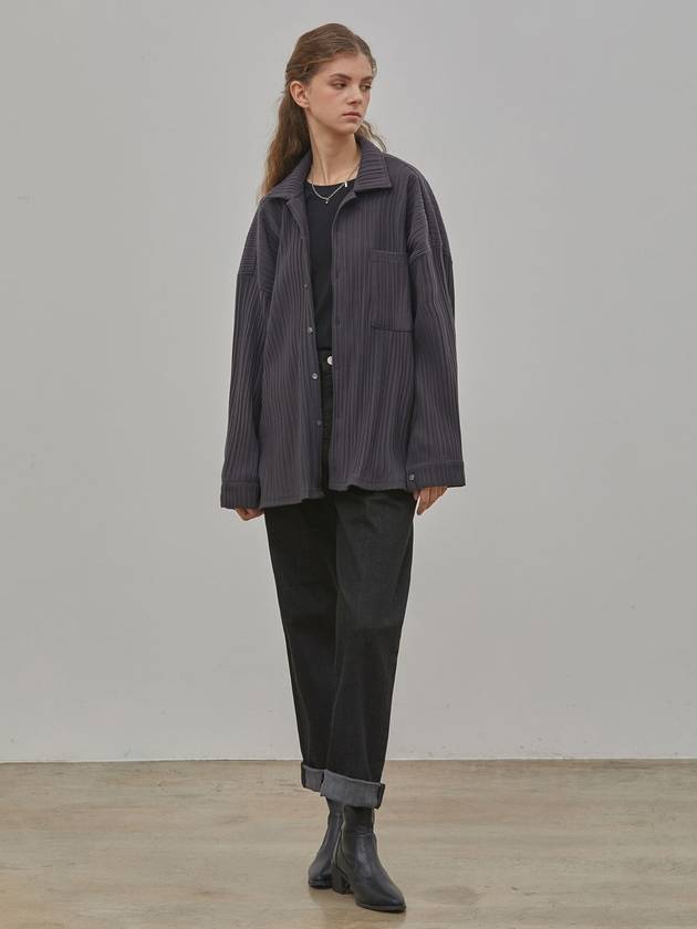 RYUL+WAI: Pleated Set-up Shirt Charcoal - RYUL+WAI: - BALAAN 4