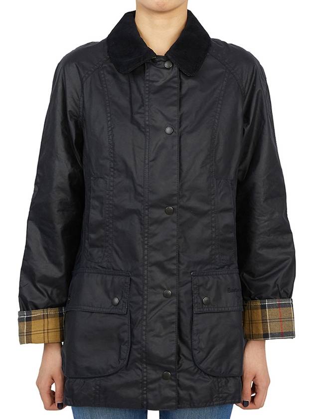 Beadnell Wax Zip-up Jacket Dark Navy - BARBOUR - BALAAN 3