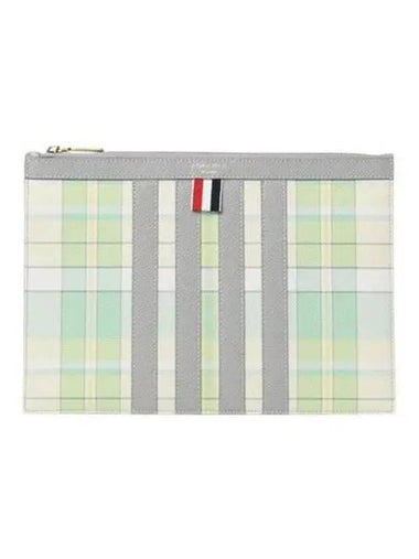 Women s Madras Check Small Clutch Bag Light Green MAC114A L0041 - THOM BROWNE - BALAAN 1