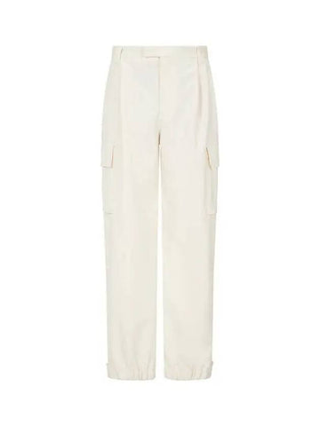 Men s One Tuck Pleated Easy Cargo Pants Cream - EMPORIO ARMANI - BALAAN 1