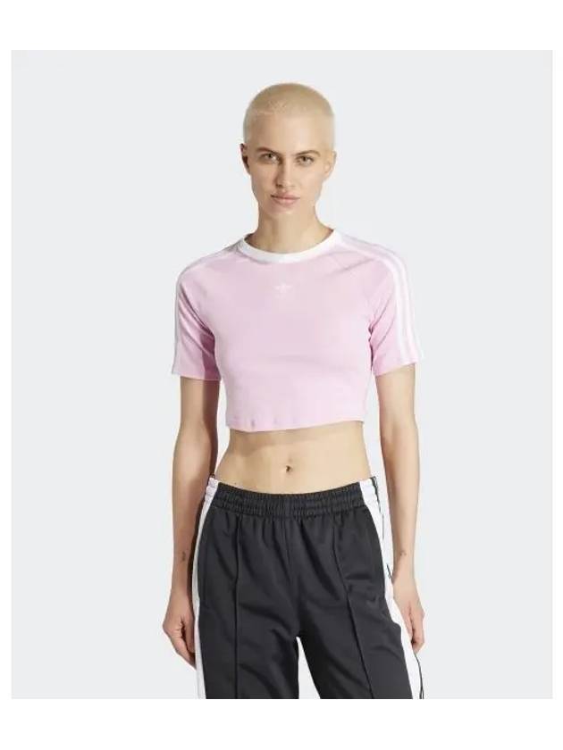 3 Stripe Baby Crop Short Sleeve T-Shirt Pink - ADIDAS - BALAAN 2