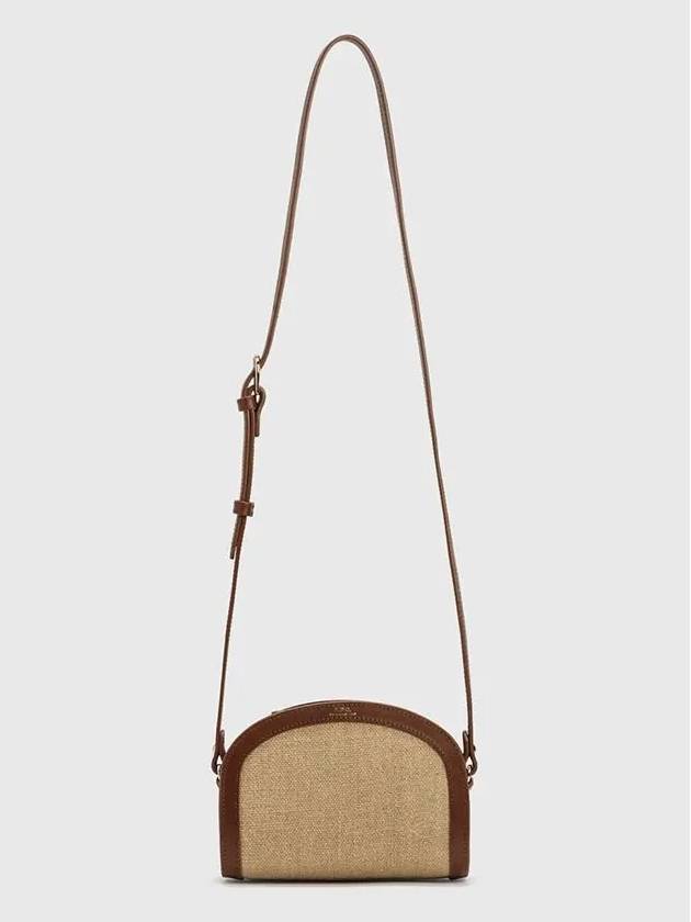 DEMI LUNE leather panel raffia mini shoulder bag JUAAB F61392 - A.P.C. - BALAAN 4