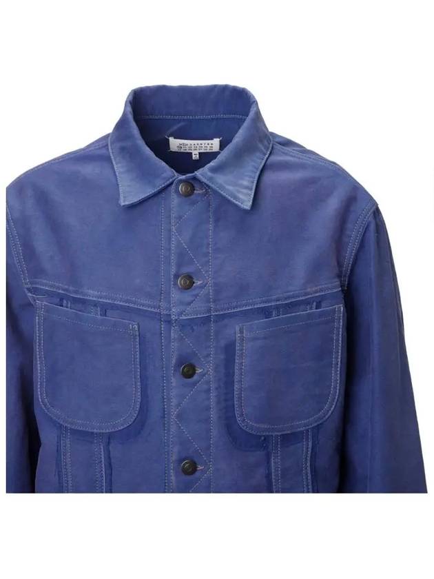 Worker Moleskin Jacket Cobalt Blue - MAISON MARGIELA - BALAAN 5