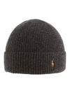 Pony Logo Wool Beanie Grey - POLO RALPH LAUREN - BALAAN 2