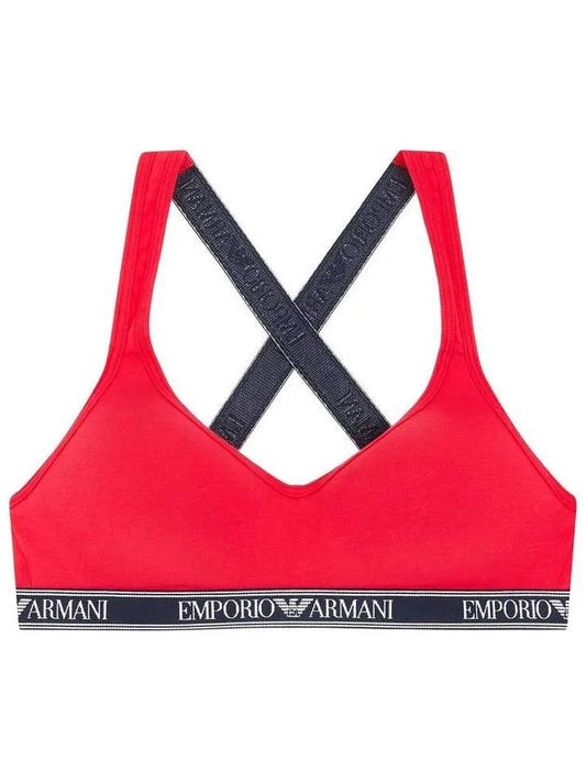 UNDERWEAR Women's Logo Band Cross Strap Bra Red - EMPORIO ARMANI - BALAAN 1