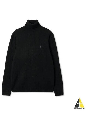 Cable Wool Cashmere Turtleneck Sweater Black - POLO RALPH LAUREN - BALAAN 1