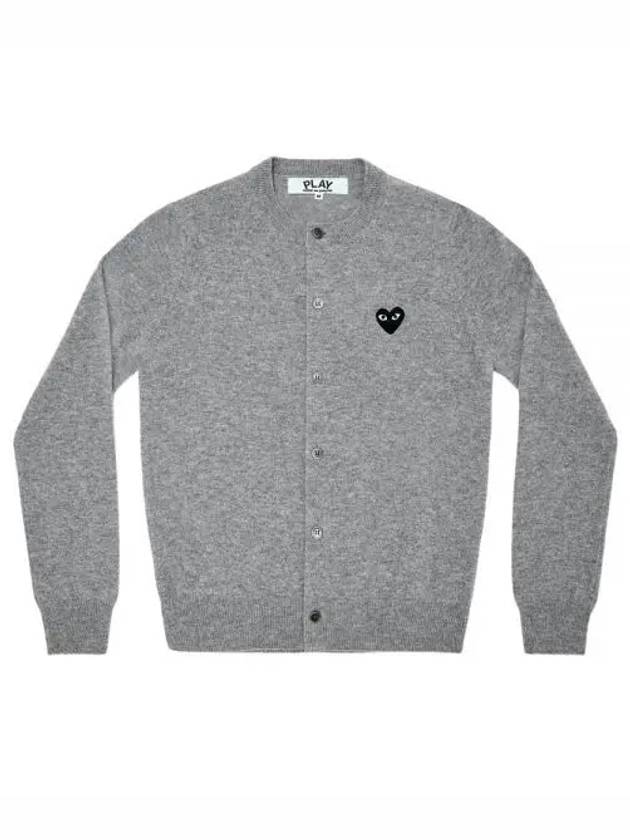 Black Heart Wappen Wool Round Neck Cardigan Grey - COMME DES GARCONS PLAY - BALAAN 2