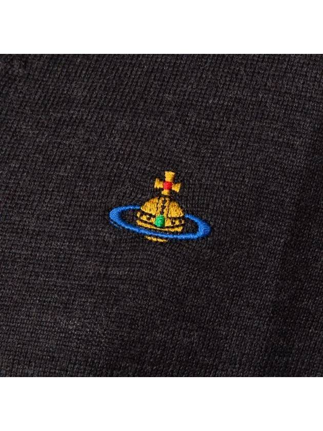 Men's Logo Wool V-Neck Cardigan Vintage Black - VIVIENNE WESTWOOD - BALAAN 5