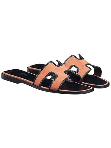 Oran Crystal Around Suede Sandals Orange - HERMES - BALAAN 1