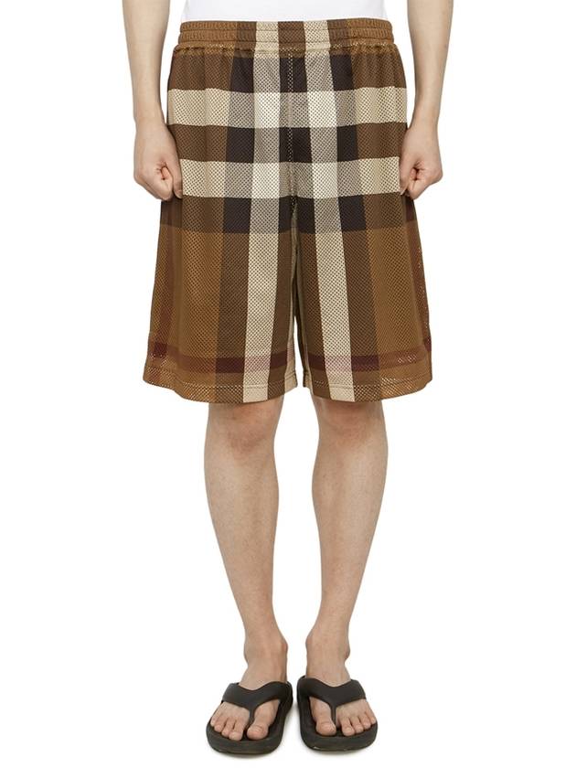 Men's Check Mesh Bermuda Shorts Dark Birch Brown - BURBERRY - BALAAN 4