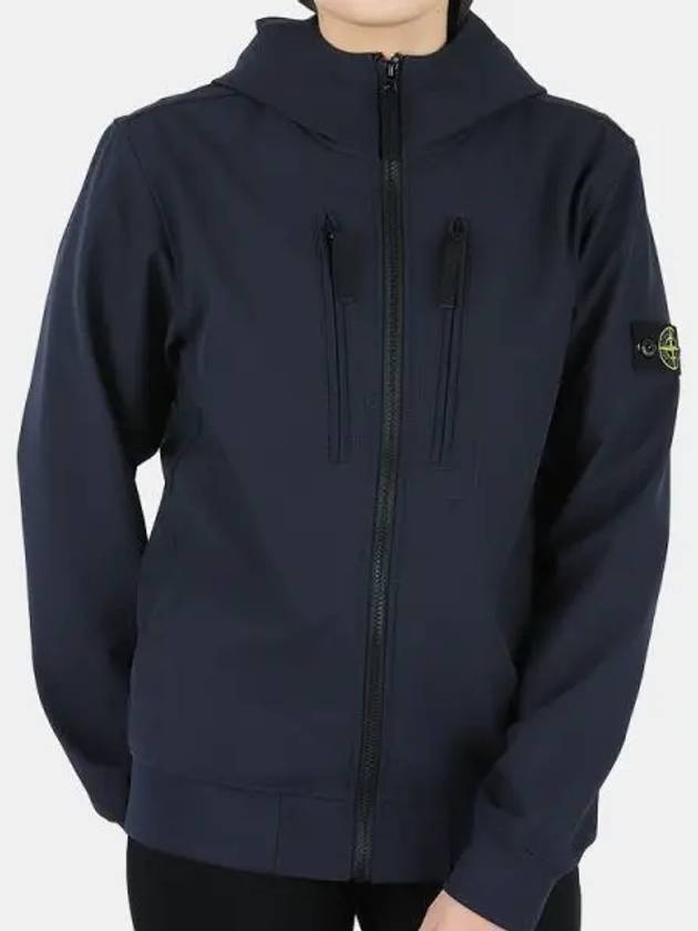 Kids Wappen Patch Soft Shell Zip Up Hoodie Navy - STONE ISLAND - BALAAN 2