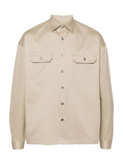 Heavy Cotton Shirt Long Sleeve Beige - PRADA - BALAAN 2