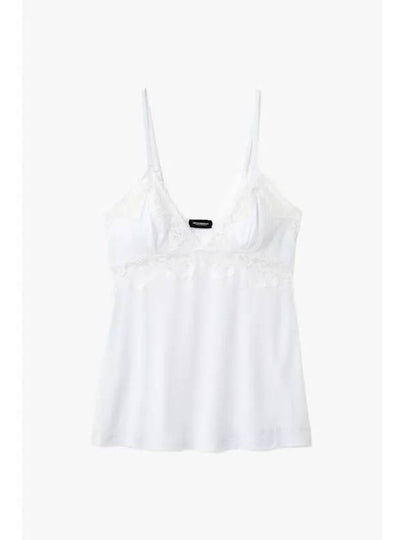 UNDERWEAR Women s Flower Embroidery Lace Tank Top White - EMPORIO ARMANI - BALAAN 1