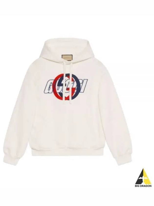 GG Interlocking Cotton Hoodie White - GUCCI - BALAAN 2