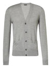 V-Neck Wool Cardigan Light Grey - TOM FORD - BALAAN 2