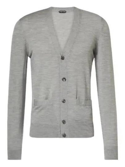 V-Neck Wool Cardigan Light Grey - TOM FORD - BALAAN 2