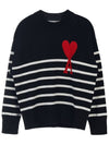 Big Heart Logo Striped Knit Top Black - AMI - BALAAN 11