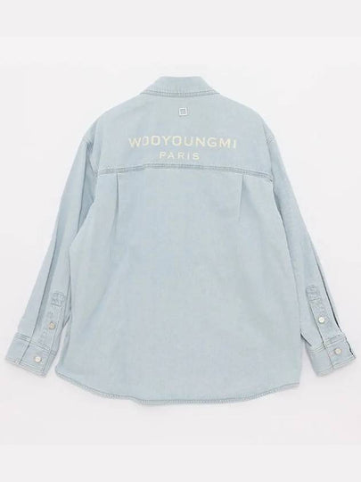 Back Logo Denim Cotton Long Sleeve Shirt Blue - WOOYOUNGMI - BALAAN 2