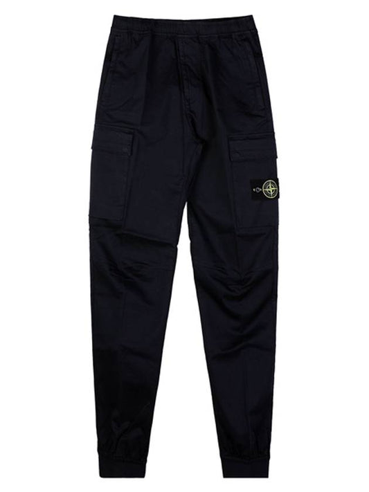 Stretch Cotton Wool Satin Cargo Straight Pants Navy - STONE ISLAND - BALAAN 2