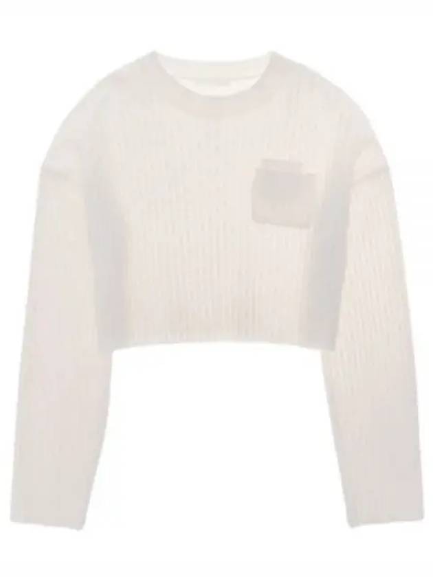 Caria Crop Cable Knit Top White - HELMUT LANG - BALAAN 2