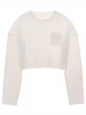 Caria Crop Cable Knit Top White - HELMUT LANG - BALAAN 1