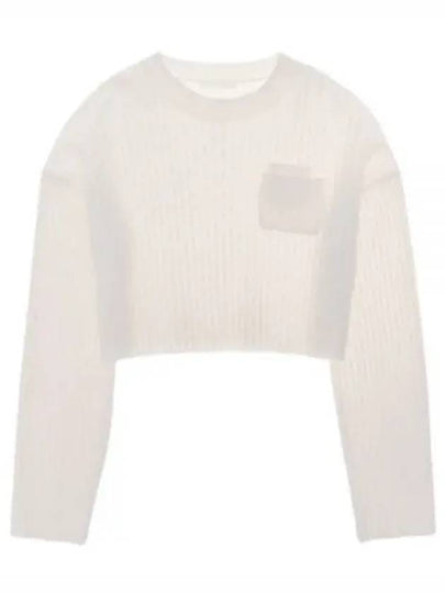 Caria Crop Cable Knit Top White - HELMUT LANG - BALAAN 2