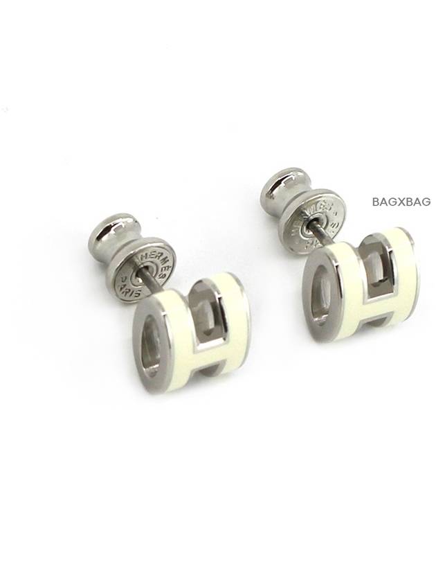 HM Mini Pop Ache Earrings Silver White HM42AC002 - HERMES - BALAAN 3