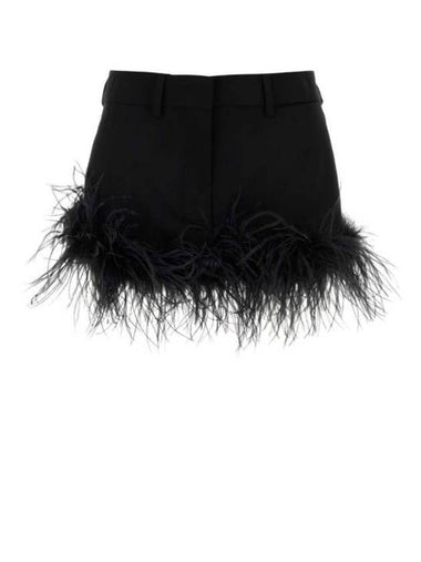 Women's Embroidered Logo A-Line Skirt Black - MIU MIU - BALAAN 1