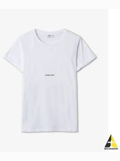 Men's Small Logo Short Sleeve T-Shirt White - SAINT LAURENT - BALAAN 2