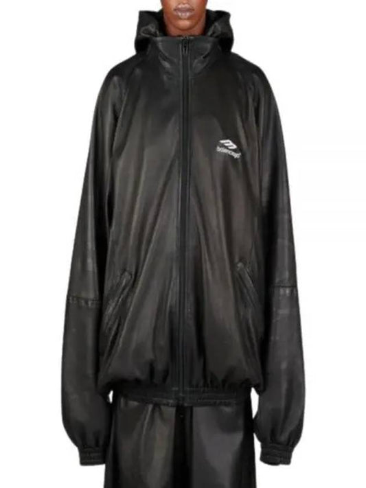 Logo Leather Hooded Jacket White - BALENCIAGA - BALAAN 2