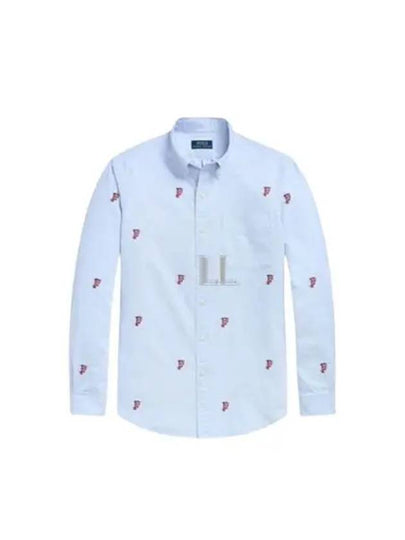 All Over P-Wing Classic Fit Long Sleeve Shirt Light Blue - POLO RALPH LAUREN - BALAAN 2