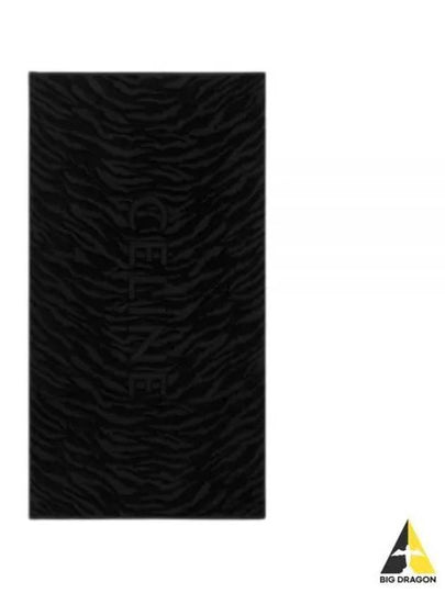 Logo Tiger Print Cotton Jacquard Beach Towel Black - CELINE - BALAAN 2