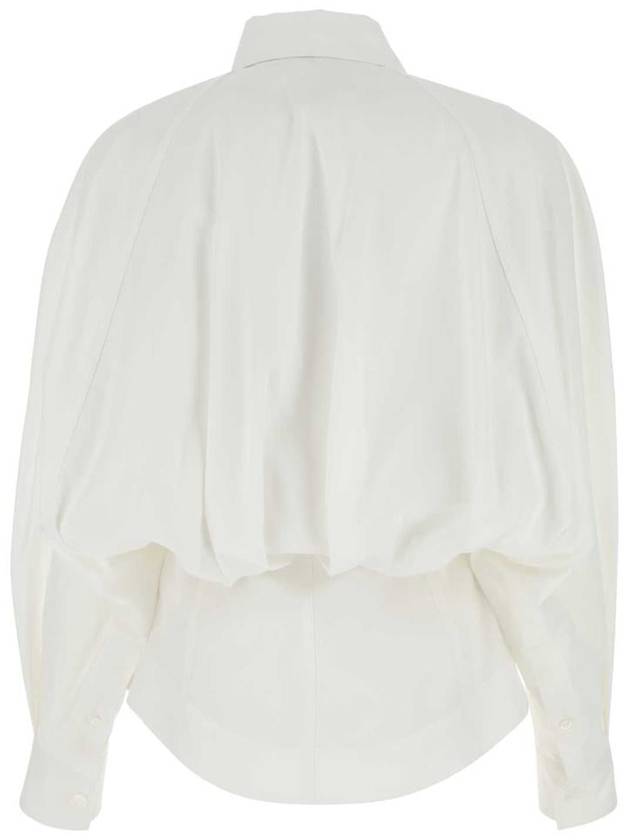 Women's Compact Cotton Long Sleeve Shirt Chalk - BOTTEGA VENETA - BALAAN 3