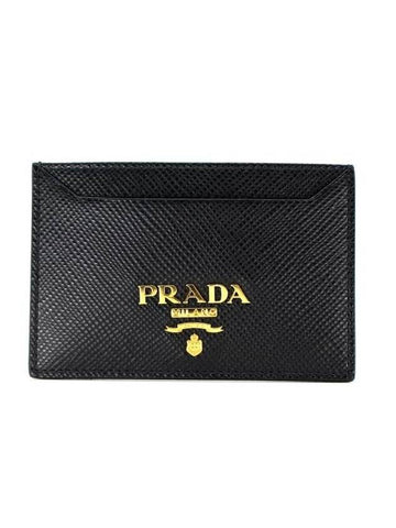 Saffiano Leather Card Wallet Black - PRADA - BALAAN 1