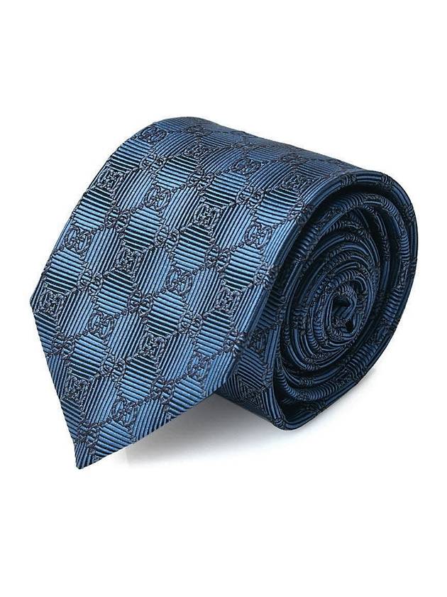 GG Pattern Slim Silk Tie Blue - GUCCI - BALAAN 1