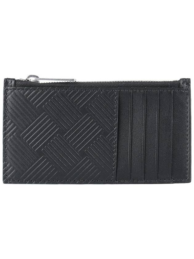 Weaving Pattern Zipper Card Wallet Black - BOTTEGA VENETA - BALAAN 3