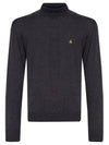 Men's Embroidered Logo Knit Turtleneck Black - VIVIENNE WESTWOOD - BALAAN 2