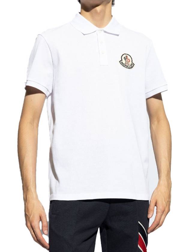 Logo Patch Cotton Polo Shirt White - MONCLER - BALAAN 3