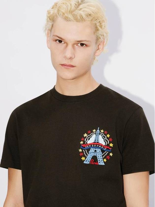 Drawn Varsity Embroidered Slim Cotton Short Sleeve T-shirt Black - KENZO - BALAAN 6