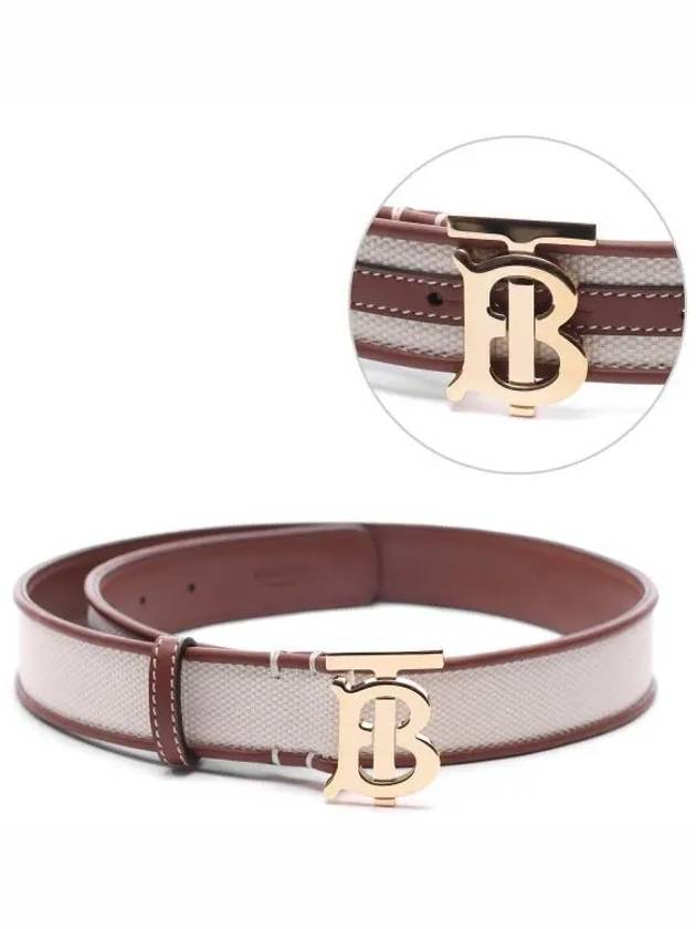 WoMen's TB Monogram Logo Leather Belt Beige - BURBERRY - BALAAN 2