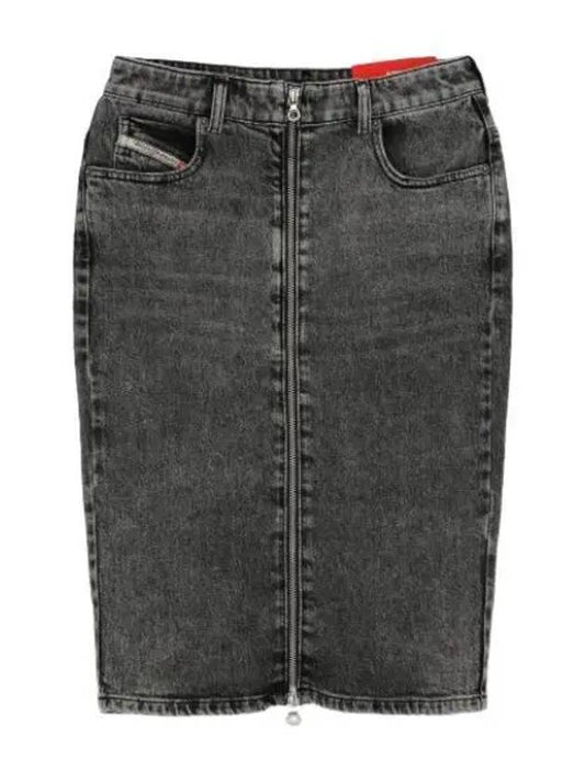 Slim Pencil Zipper Denim Skirt Washed Black Women s - DIESEL - BALAAN 1