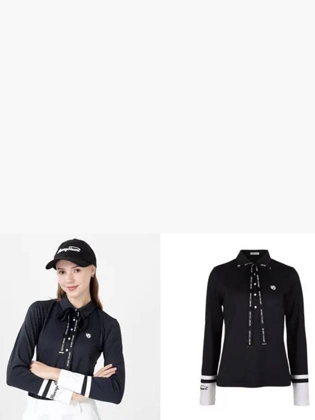 Golf women s ribbon collar t shirt black - HENRY STUART - BALAAN 3