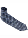 Hoopoe Print Silk Tie Navy - SALVATORE FERRAGAMO - BALAAN 3